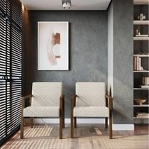 Kit 2 Poltrona Decorativa Madeira Maciça Jequitibá Assento com Persintas Slim Kit 2 Poltrona Decorativa Madeira Maciça Jequitibá Assento com Persintas Slim