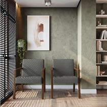 Kit 2 Poltrona Decorativa Madeira Maciça Jequitibá Assento com Persintas Slim Kit 2 Poltrona Decorativa Madeira Maciça Jequitibá Assento com Persintas Slim