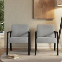 Kit 2 Poltrona Decorativa Madeira Maciça Jequitibá Assento com Persintas Slim Kit 2 Poltrona Decorativa Madeira Maciça Jequitibá Assento com Persintas Slim