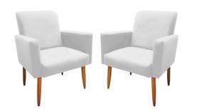 Kit 2 Poltrona Decorativa Malibu Sala material sintético Branco