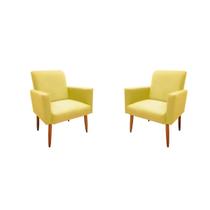 Kit 2 Poltrona Decorativa Malibu Sala Suede Amarelo
