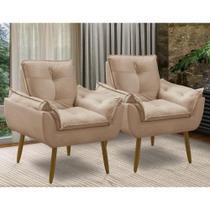 Kit 2 Poltrona decorativa opala confortável para sala quarto recepção suede luxo porto arapongas Cor:capuccino