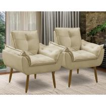 Kit 2 Poltrona decorativa opala confortável para sala quarto recepção suede luxo porto arapongas