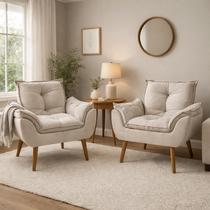 Kit 2 Poltrona Decorativa Opala Para Recepção Sala De Estar Cor:Cinza