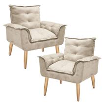 Kit 2 Poltrona Decorativa Opala Suede Creme para Sala de Estar Luxo Escritório Quarto Kit 2 Poltrona Decorativa Opala Suede Creme para Sala de Estar Luxo Escritório Quarto