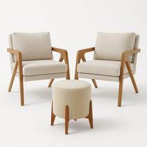 Kit 2 Poltrona Decorativa Puff Sala Moderno Escritório Aira