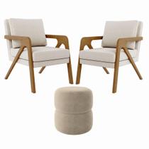 Kit 2 Poltrona Decorativa Puff Sala Moderno Escritório Rafa bouclé Bege Kit 2 Poltrona Decorativa Puff Sala Moderno Escritório Rafa bouclé Bege