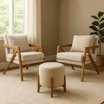 Kit 2 Poltrona Decorativa Puff Sala Moderno Escritório Rafa