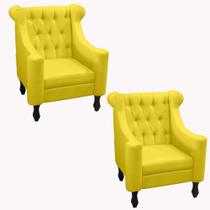 Kit 2 poltrona dubai suede amarelo