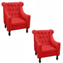 Kit 2 poltrona dubai suede vermelho
