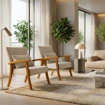 Kit 2 Poltrona Jade Boucle Almofada Estofada Sala De Estar Moderna Decorativa cor:BEGE SISAL