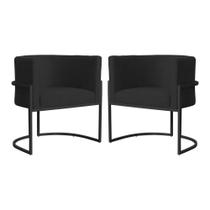 Kit 2 Poltrona Luana Suede Preto Base Preto Luxo - FM Kit 2 Poltrona Luana Suede Preto Base Preto Luxo - FM