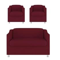 Kit 2 Poltrona + Namoradeira Bia Decorativa Reforçada Recepção Clínica Salão Sala de Estar Marsala Kit 2 Poltrona + Namoradeira Bia Decorativa Reforçada Recepção Clínica Salão Sala de Estar Marsala