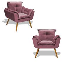 Kit 2 Poltrona Opala Decoração Sala Estar Veludo Rose Kit 2 Poltrona Opala Decoração Sala Estar Veludo Rose