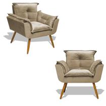 Kit 2 Poltrona Opala Decoração Sala Jantar Suede Cappuccino Kit 2 Poltrona Opala Decoração Sala Jantar Suede Cappuccino