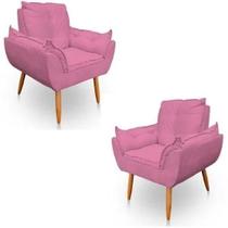 Kit 2 poltrona opala ROSE suede decorativa para sala escritório Biselos-Decor Kit 2 poltrona opala ROSE suede decorativa para sala escritório Biselos-Decor
