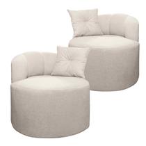 Kit 2 Poltrona Orgânica Plaza Redonda Bouclê Bege SOFA STORE