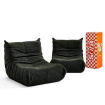 Kit 2 Poltrona Puff Retro 1973 em Boucle Sofá na Caixa Kit 2 Poltrona Puff Retro 1973 em Boucle Sofá na Caixa