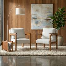 Kit 2 Poltrona Sala Decorativa Dallas Estofada Boucle Cru Base Madeira Castanho Kit 2 Poltrona Sala Decorativa Dallas Estofada Boucle Cru Base Madeira Castanho