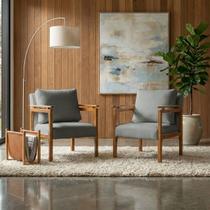 Kit 2 Poltrona Sala Decorativa Dallas Estofada Linho Cinza Base Madeira Castanho Kit 2 Poltrona Sala Decorativa Dallas Estofada Linho Cinza Base Madeira Castanho