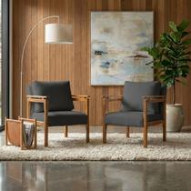 Kit 2 Poltrona Sala Decorativa Dallas Estofada Veludo Cinza Base Madeira Castanho Kit 2 Poltrona Sala Decorativa Dallas Estofada Veludo Cinza Base Madeira Castanho