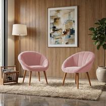Kit 2 Poltrona Sala Decorativa Sofia Veludo Cinza Pés Palito Castanho Kit 2 Poltrona Sala Decorativa Sofia Veludo Cinza Pés Palito Castanho