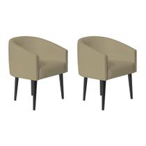 Kit 2 Poltrona Sandy Em material sintético Para Escritório Consultório Bege - Cor: Bege