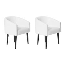 Kit 2 Poltrona Sandy Em material sintético Para Escritório Consultório Branco - Cor: Branco