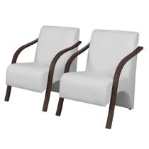 Kit 2 Poltrona Vênus 1 Lugar Pé Madeira Dsalla material sintético Branco Kit 2 Poltrona Vênus 1 Lugar Pé Madeira Dsalla material sintético Branco