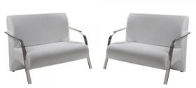 Kit 2 Poltrona Vênus 2 Lugar Braço Alumínio DSalla Tecido Sintético