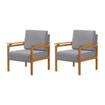 Kit 2 Poltrona Yasmin Linho Estofada Pés Madeira Resistente Kit 2 Poltrona Yasmin Linho Estofada Pés Madeira Resistente