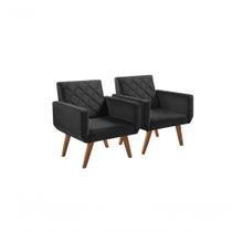Kit 2 Poltronas 1 Lugar Braço Anabelle Unidecor Preto Kit 2 Poltronas 1 Lugar Braço Anabelle Unidecor Preto