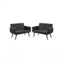 Kit 2 Poltronas 2 Lugares Anabelle Suede Preto Unidecor Kit 2 Poltronas 2 Lugares Anabelle Suede Preto Unidecor
