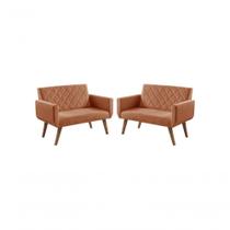 Kit 2 Poltronas 2 Lugares Anabelle Suede Terracota Unidecor Kit 2 Poltronas 2 Lugares Anabelle Suede Terracota Unidecor