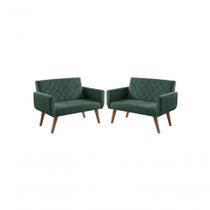 Kit 2 Poltronas 2 Lugares Anabelle Suede Verde Unidecor Kit 2 Poltronas 2 Lugares Anabelle Suede Verde Unidecor