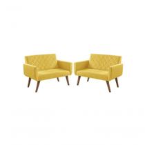 Kit 2 Poltronas 2 Lugares Braço Anabelle Unidecor Amarelo Kit 2 Poltronas 2 Lugares Braço Anabelle Unidecor Amarelo