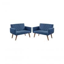 Kit 2 Poltronas 2 Lugares Braço Anabelle Unidecor Azul Bic Kit 2 Poltronas 2 Lugares Braço Anabelle Unidecor Azul Bic