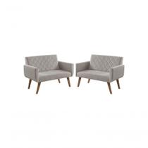 Kit 2 Poltronas 2 Lugares Braço Anabelle Unidecor Bege Kit 2 Poltronas 2 Lugares Braço Anabelle Unidecor Bege