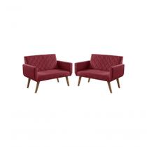 Kit 2 Poltronas 2 Lugares Braço Anabelle Unidecor Bordô Kit 2 Poltronas 2 Lugares Braço Anabelle Unidecor Bordô