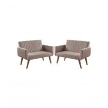 Kit 2 Poltronas 2 Lugares Braço Anabelle Unidecor Cappuccino Kit 2 Poltronas 2 Lugares Braço Anabelle Unidecor Cappuccino