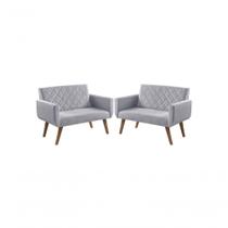 Kit 2 Poltronas 2 Lugares Braço Anabelle Unidecor Cinza Kit 2 Poltronas 2 Lugares Braço Anabelle Unidecor Cinza
