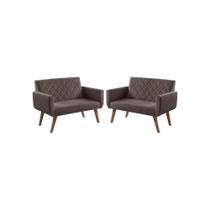 Kit 2 Poltronas 2 Lugares Braço Anabelle Unidecor Marrom Kit 2 Poltronas 2 Lugares Braço Anabelle Unidecor Marrom