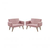 Kit 2 Poltronas 2 Lugares Braço Anabelle Unidecor Rosa Kit 2 Poltronas 2 Lugares Braço Anabelle Unidecor Rosa