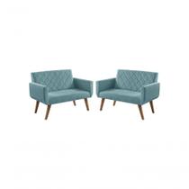 Kit 2 Poltronas 2 Lugares Braço Anabelle Unidecor Turquesa Kit 2 Poltronas 2 Lugares Braço Anabelle Unidecor Turquesa