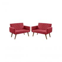 Kit 2 Poltronas 2 Lugares Braço Anabelle Unidecor Vermelho Kit 2 Poltronas 2 Lugares Braço Anabelle Unidecor Vermelho