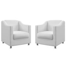 Kit 2 Poltronas Alya Couro Branco Aradecor Kit 2 Poltronas Alya Couro Branco Aradecor
