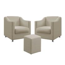 Kit 2 Poltronas Alya E Puff Izar Bege Aradecor