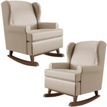 Kit 2 Poltronas Amamentação Com Balanço Malu Base Madeira P02 Facto Pérola Metalizado - Lyam Decor Kit 2 Poltronas Amamentação Com Balanço Malu Base Madeira P02 Facto Pérola Metalizado - Lyam Decor