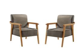 Kit 2 Poltronas Amora Linho Cinza Confortável Sala De Estar Kit 2 Poltronas Amora Linho Cinza Confortável Sala De Estar