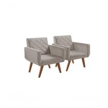 Kit 2 Poltronas Anabelle Giratória Suede Bege Unidecor Kit 2 Poltronas Anabelle Giratória Suede Bege Unidecor